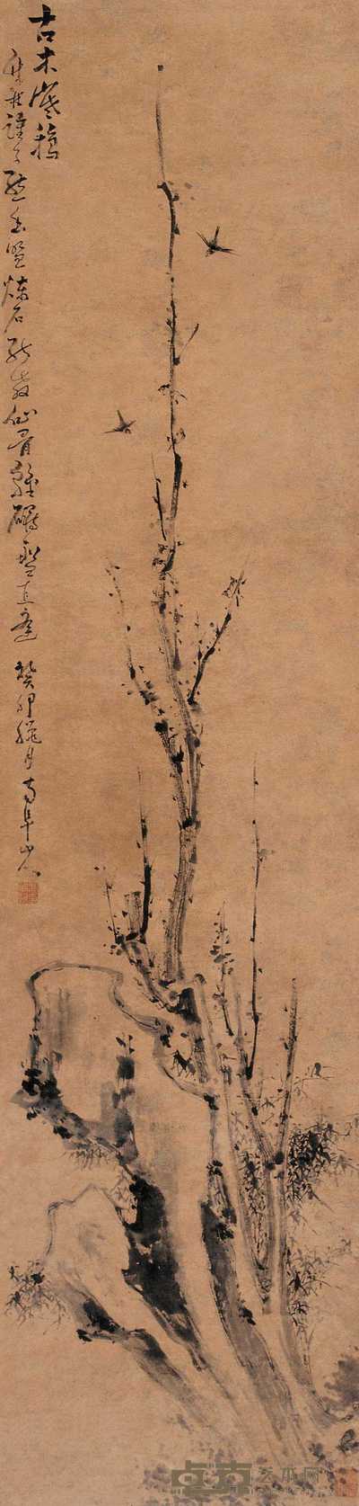 高凤翰  古木寒鸦 立轴 168×38cm